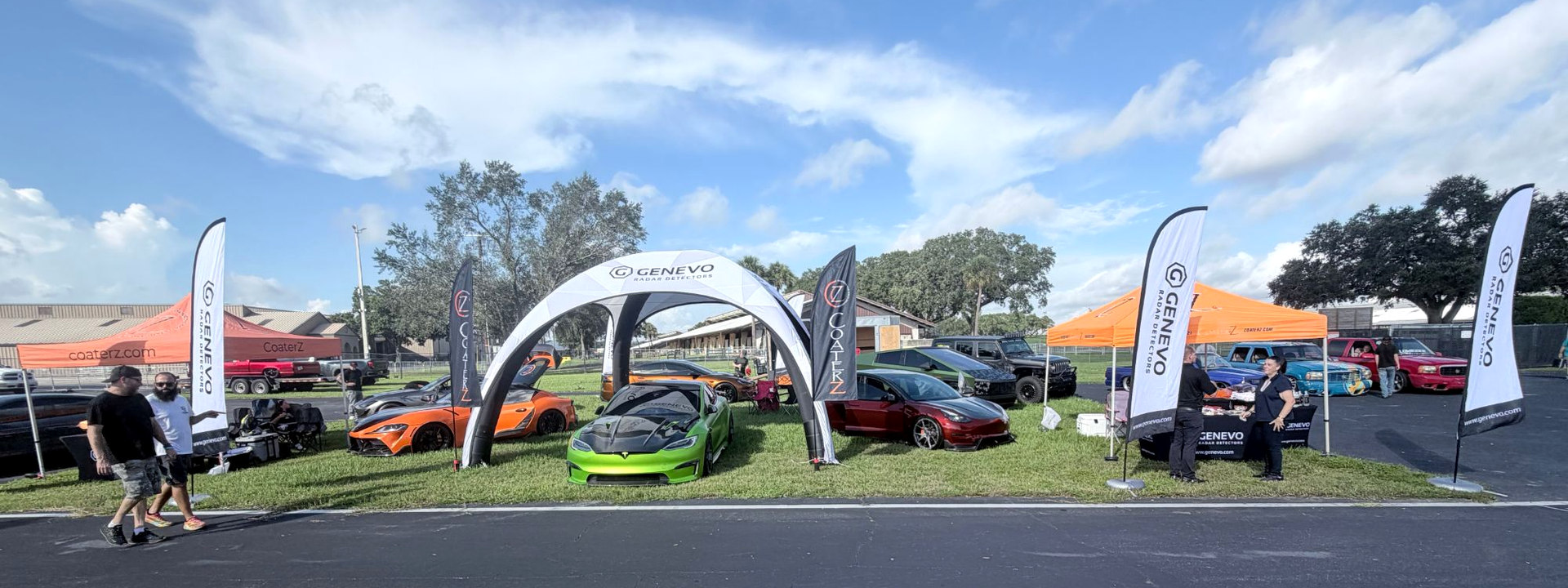 GENEVO arch and CoaterZ tents with show cars at Slamfest 35, Florida State Fairgrounds, Tampa